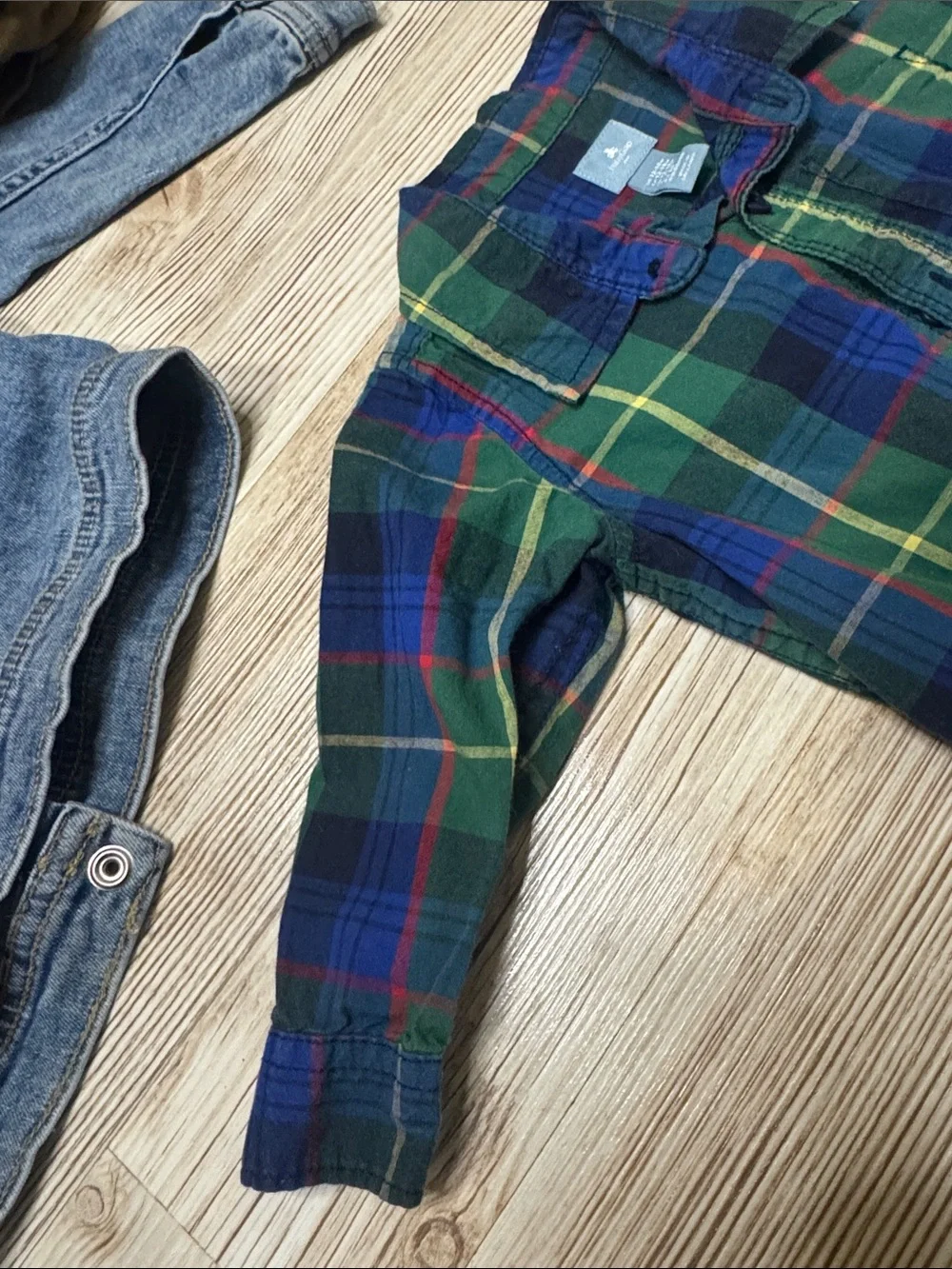 GAP Green and Blue Plaid One-Piece Bodysuit